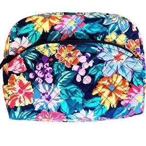 Vera Bradley Multicolor Floral Cosmetic Bag Large 12” with pocket